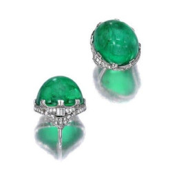Columbian Emerald Cabochon Right Hand Ring 925 Sterling Silver Auction Jewelry