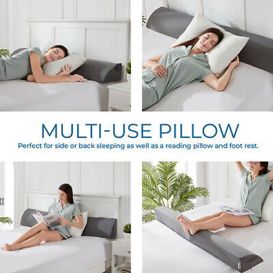 Bed Wedge Pillow for Headboard with Removable Cover - Wedge Pillow with Pockets