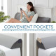 Bed Wedge Pillow for Headboard with Removable Cover - Wedge Pillow with Pockets