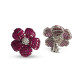 925 Sterling Silver Stud Earrings Cubic Zirconia Flower Invisible Set Jewelry