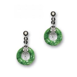 Jade Art Deco Dangle Earring Handmade Vintage High Jewelry 925 Sterling Silver