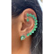 Syn Colombian Emerald Ear Cuff Handmade Auction High Jewelry 925 Sterling Silver