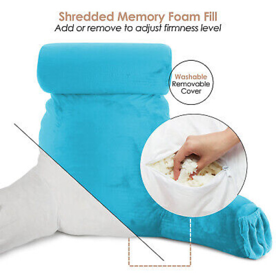 Large Soft Foam Reading & TV Relax Pillow + 2 Neck & Lumbar Pillows with Pockets