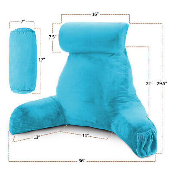 Large Soft Foam Reading & TV Relax Pillow + 2 Neck & Lumbar Pillows with Pockets