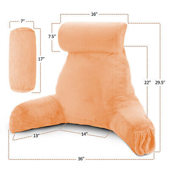 Large Soft Foam Reading & TV Relax Pillow + 2 Neck & Lumbar Pillows with Pockets
