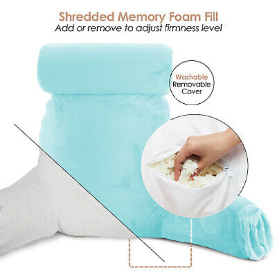 Large Soft Foam Reading & TV Relax Pillow + 2 Neck & Lumbar Pillows with Pockets
