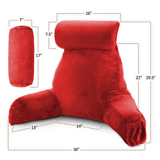 Large Soft Foam Reading & TV Relax Pillow + 2 Neck & Lumbar Pillows with Pockets