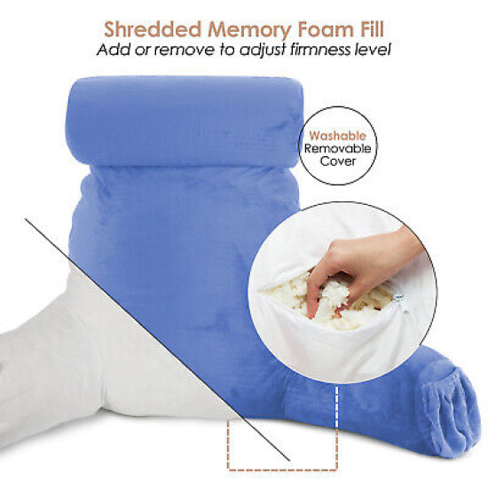 Large Soft Foam Reading & TV Relax Pillow + 2 Neck & Lumbar Pillows with Pockets
