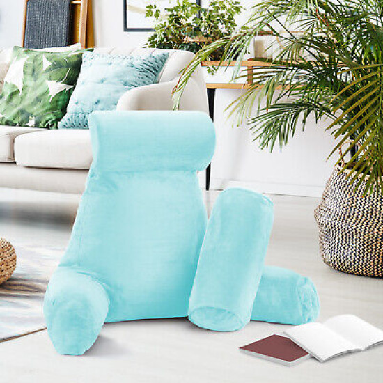 Large Soft Foam Reading & TV Relax Pillow + 2 Neck & Lumbar Pillows with Pockets