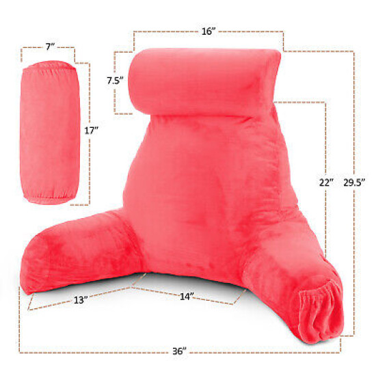 Large Soft Foam Reading & TV Relax Pillow + 2 Neck & Lumbar Pillows with Pockets