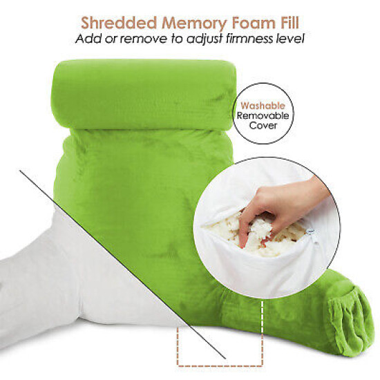 Large Soft Foam Reading & TV Relax Pillow + 2 Neck & Lumbar Pillows with Pockets
