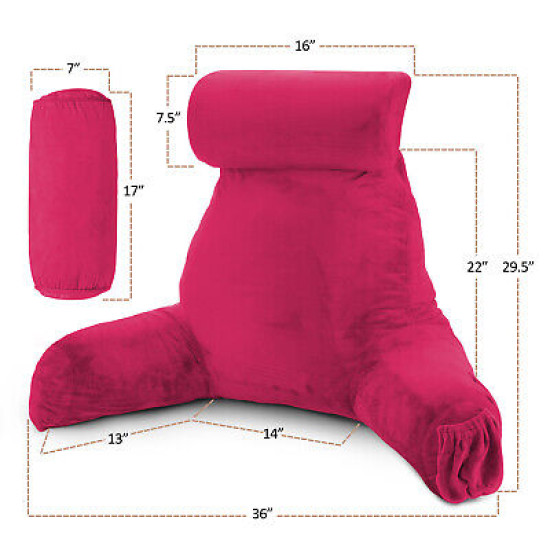 Large Soft Foam Reading & TV Relax Pillow + 2 Neck & Lumbar Pillows with Pockets