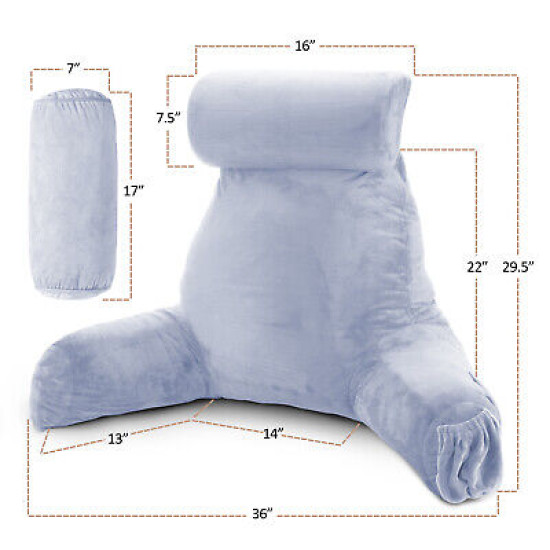 Large Soft Foam Reading & TV Relax Pillow + 2 Neck & Lumbar Pillows with Pockets