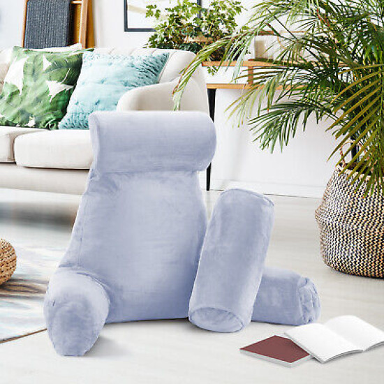 Large Soft Foam Reading & TV Relax Pillow + 2 Neck & Lumbar Pillows with Pockets