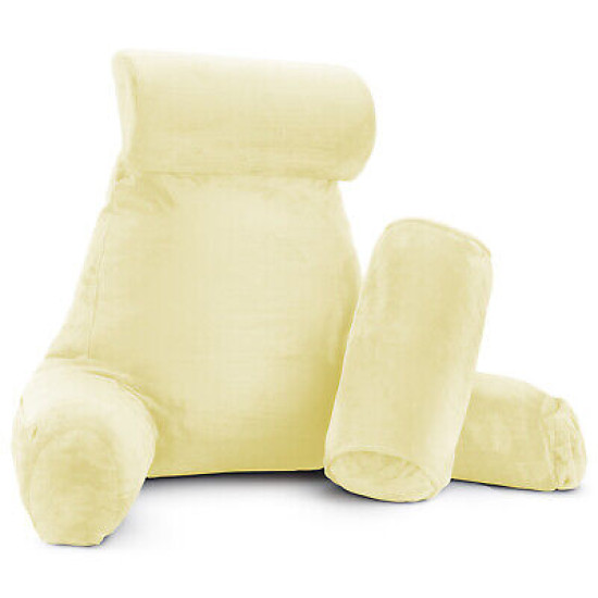 Large Soft Foam Reading & TV Relax Pillow + 2 Neck & Lumbar Pillows with Pockets