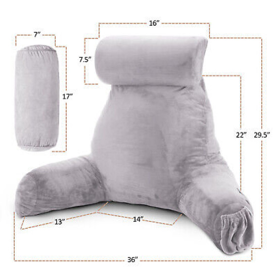 Large Soft Foam Reading & TV Relax Pillow + 2 Neck & Lumbar Pillows with Pockets