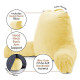 Large Soft Foam Reading & TV Relax Pillow + 2 Neck & Lumbar Pillows with Pockets