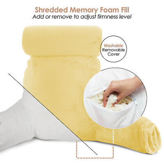 Large Soft Foam Reading & TV Relax Pillow + 2 Neck & Lumbar Pillows with Pockets