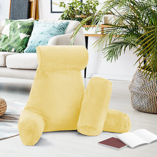 Large Soft Foam Reading & TV Relax Pillow + 2 Neck & Lumbar Pillows with Pockets