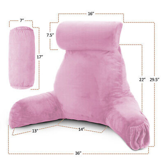 Large Soft Foam Reading & TV Relax Pillow + 2 Neck & Lumbar Pillows with Pockets