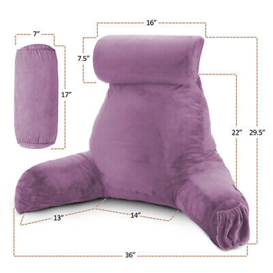 Large Soft Foam Reading & TV Relax Pillow + 2 Neck & Lumbar Pillows with Pockets