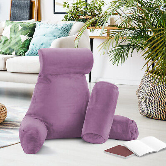 Large Soft Foam Reading & TV Relax Pillow + 2 Neck & Lumbar Pillows with Pockets