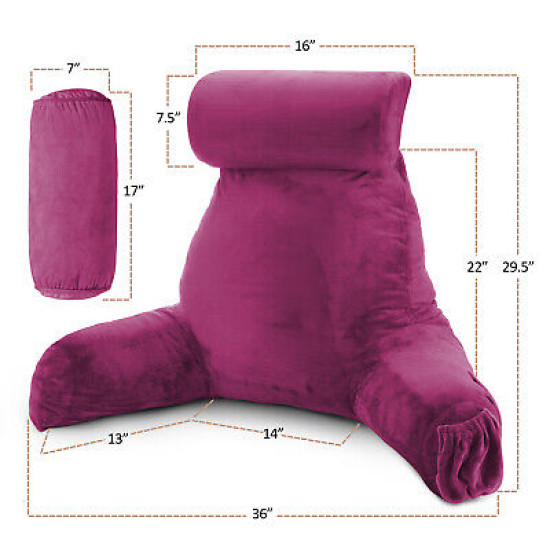 Large Soft Foam Reading & TV Relax Pillow + 2 Neck & Lumbar Pillows with Pockets