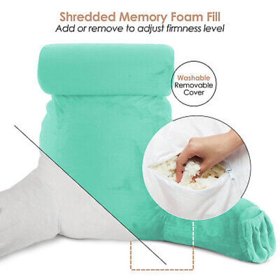Large Soft Foam Reading & TV Relax Pillow + 2 Neck & Lumbar Pillows with Pockets