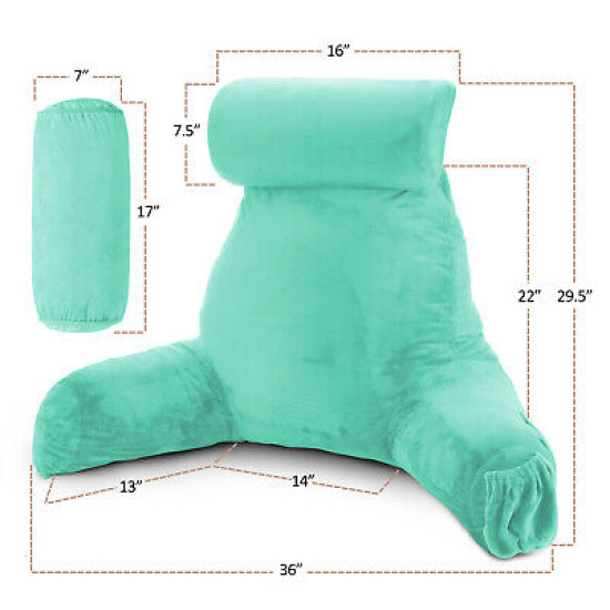 Large Soft Foam Reading & TV Relax Pillow + 2 Neck & Lumbar Pillows with Pockets
