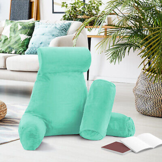 Large Soft Foam Reading & TV Relax Pillow + 2 Neck & Lumbar Pillows with Pockets