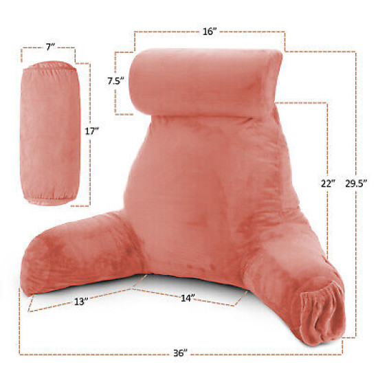 Large Soft Foam Reading & TV Relax Pillow + 2 Neck & Lumbar Pillows with Pockets