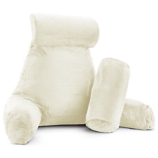 Large Soft Foam Reading & TV Relax Pillow + 2 Neck & Lumbar Pillows with Pockets