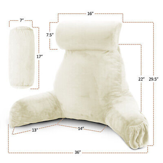 Large Soft Foam Reading & TV Relax Pillow + 2 Neck & Lumbar Pillows with Pockets