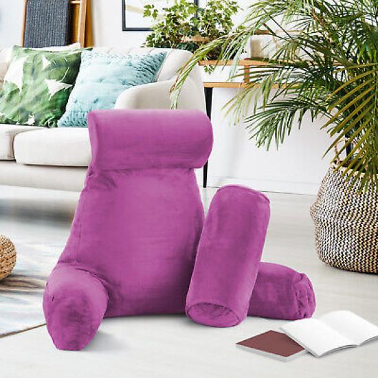 Large Soft Foam Reading & TV Relax Pillow + 2 Neck & Lumbar Pillows with Pockets