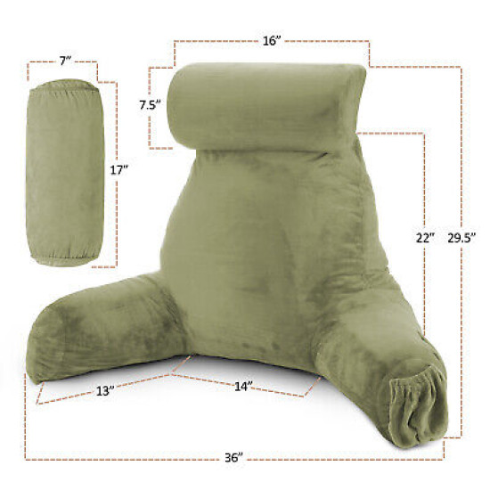 Large Soft Foam Reading & TV Relax Pillow + 2 Neck & Lumbar Pillows with Pockets