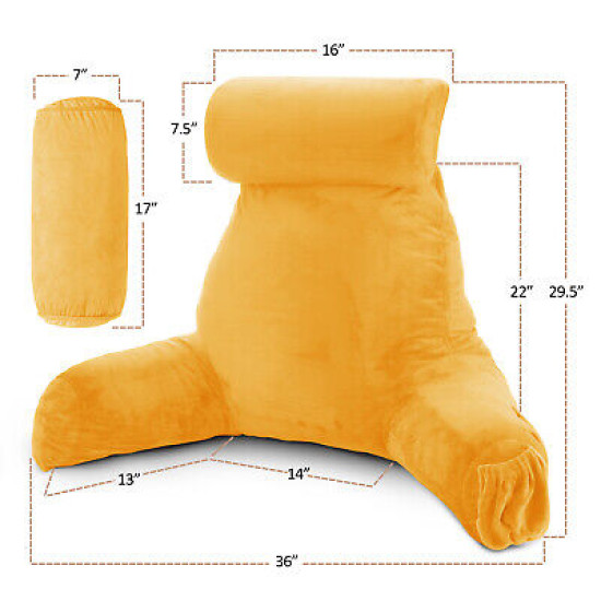 Large Soft Foam Reading & TV Relax Pillow + 2 Neck & Lumbar Pillows with Pockets