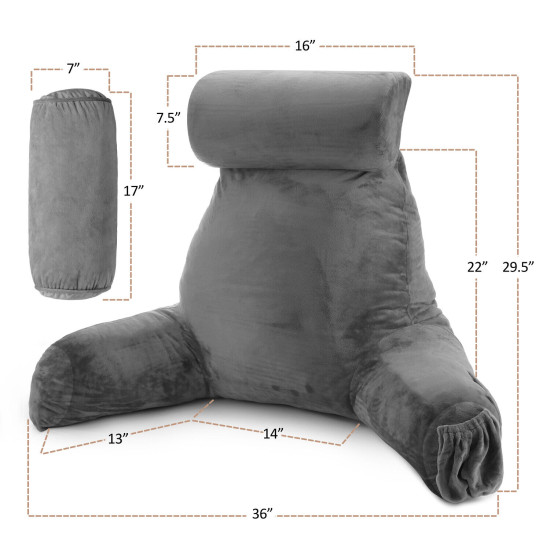 Large Soft Foam Reading & TV Relax Pillow + 2 Neck & Lumbar Pillows with Pockets