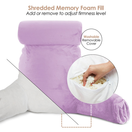 Large Soft Foam Reading & TV Relax Pillow + 2 Neck & Lumbar Pillows with Pockets