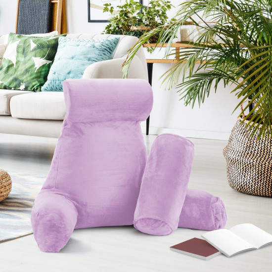 Large Soft Foam Reading & TV Relax Pillow + 2 Neck & Lumbar Pillows with Pockets