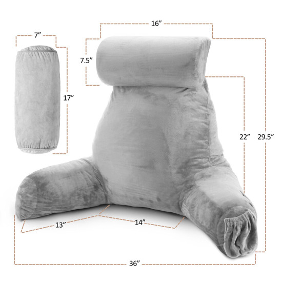Large Soft Foam Reading & TV Relax Pillow + 2 Neck & Lumbar Pillows with Pockets