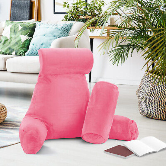Large Soft Foam Reading & TV Relax Pillow + 2 Neck & Lumbar Pillows with Pockets