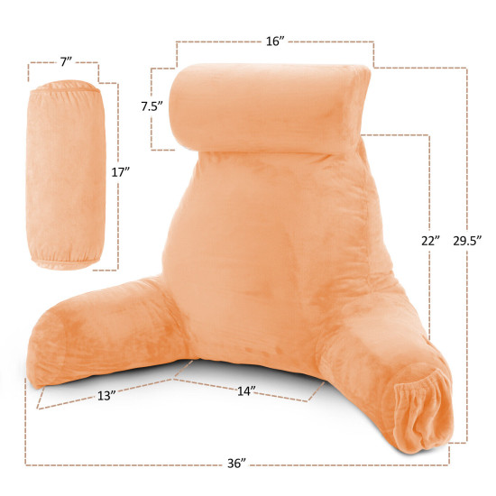 Large Soft Foam Reading & TV Relax Pillow + 2 Neck & Lumbar Pillows with Pockets