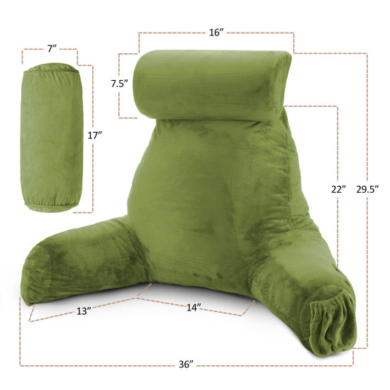 Large Soft Foam Reading & TV Relax Pillow + 2 Neck & Lumbar Pillows with Pockets
