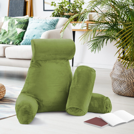 Large Soft Foam Reading & TV Relax Pillow + 2 Neck & Lumbar Pillows with Pockets