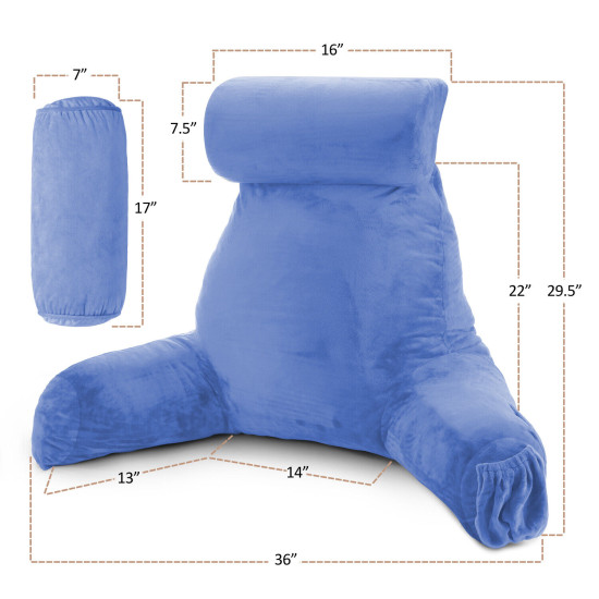 Large Soft Foam Reading & TV Relax Pillow + 2 Neck & Lumbar Pillows with Pockets