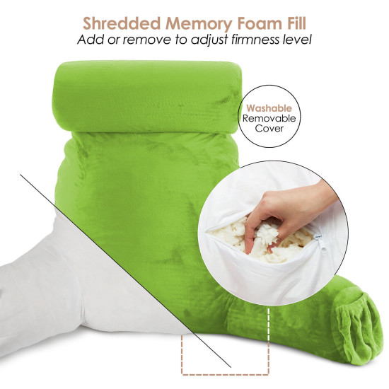 Large Soft Foam Reading & TV Relax Pillow + 2 Neck & Lumbar Pillows with Pockets