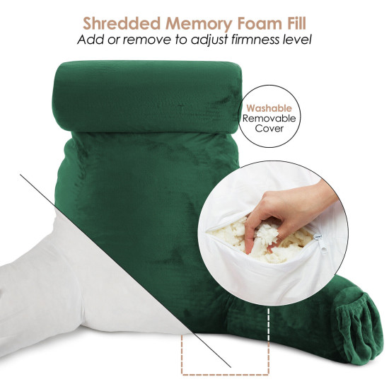 Large Soft Foam Reading & TV Relax Pillow + 2 Neck & Lumbar Pillows with Pockets