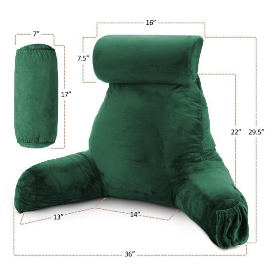 Large Soft Foam Reading & TV Relax Pillow + 2 Neck & Lumbar Pillows with Pockets