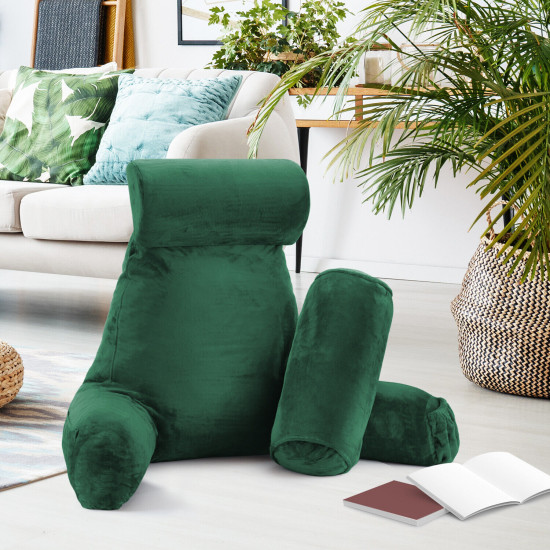 Large Soft Foam Reading & TV Relax Pillow + 2 Neck & Lumbar Pillows with Pockets