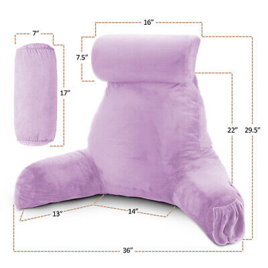 Large Soft Foam Reading & TV Relax Pillow + 2 Neck & Lumbar Pillows with Pockets